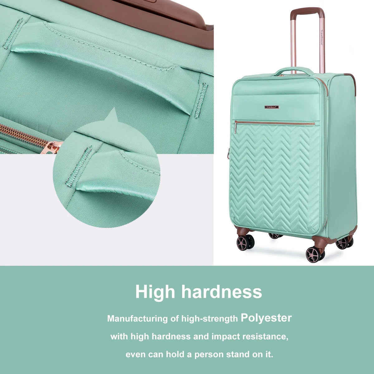Nouveauté 2026 – Ensemble de 4 bagages Travelhouse : valise souple extensible et légère avec doubles roulettes multidirectionnelles (noir