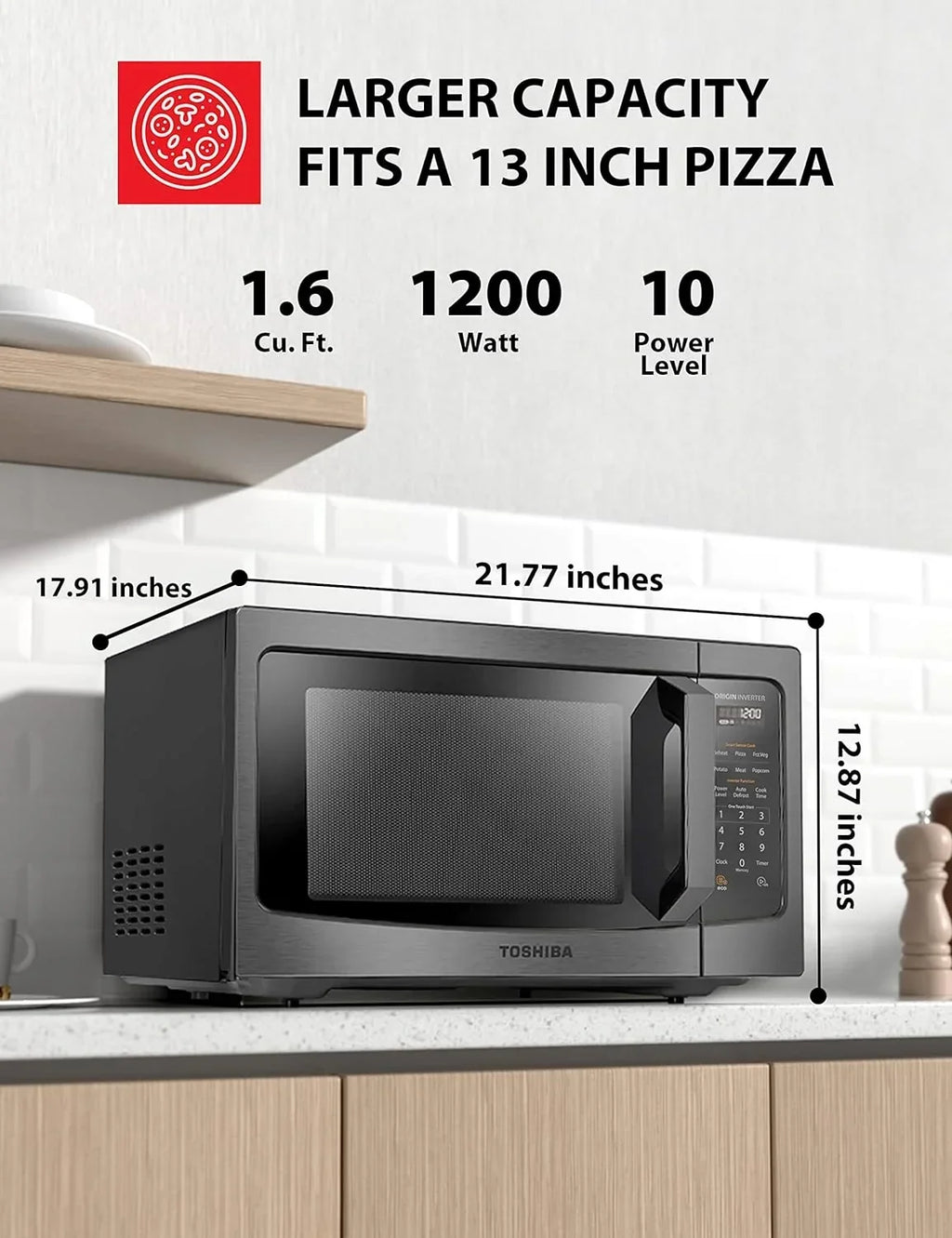 Nouveauté 2026 – Fours à micro-ondes de comptoir Toshiba 1,2 pi³ en acier inoxydable