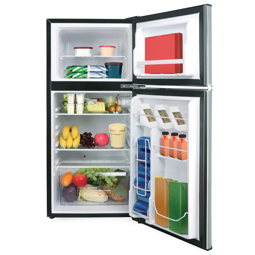 Nouveauté 2026 – Réfrigérateur compact Frigidaire 2 portes, 4,5 pi³, finition chromée, EFR451, platine
