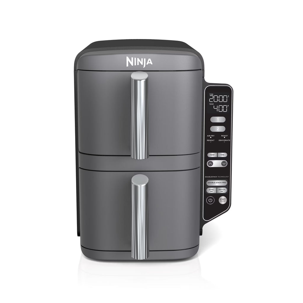 Nouveauté 2026 – Friteuse à air Ninja DoubleStack XL à 2 paniers, technologie DoubleStack permettant de cuire 4 aliments simultanément, conception compacte, 10 pintes, 4 en 1, Smart Finish & Match Cook, SL400
