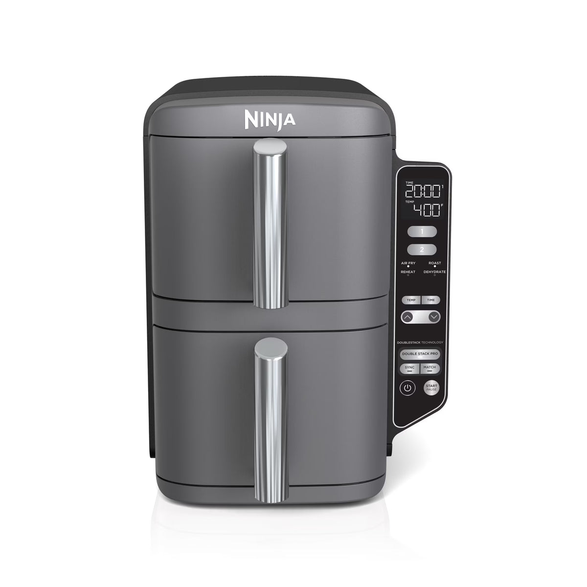 Nouveauté 2026 – Friteuse à air Ninja DoubleStack XL à 2 paniers, technologie DoubleStack permettant de cuire 4 aliments simultanément, conception compacte, 10 pintes, 4 en 1, Smart Finish & Match Cook, SL400