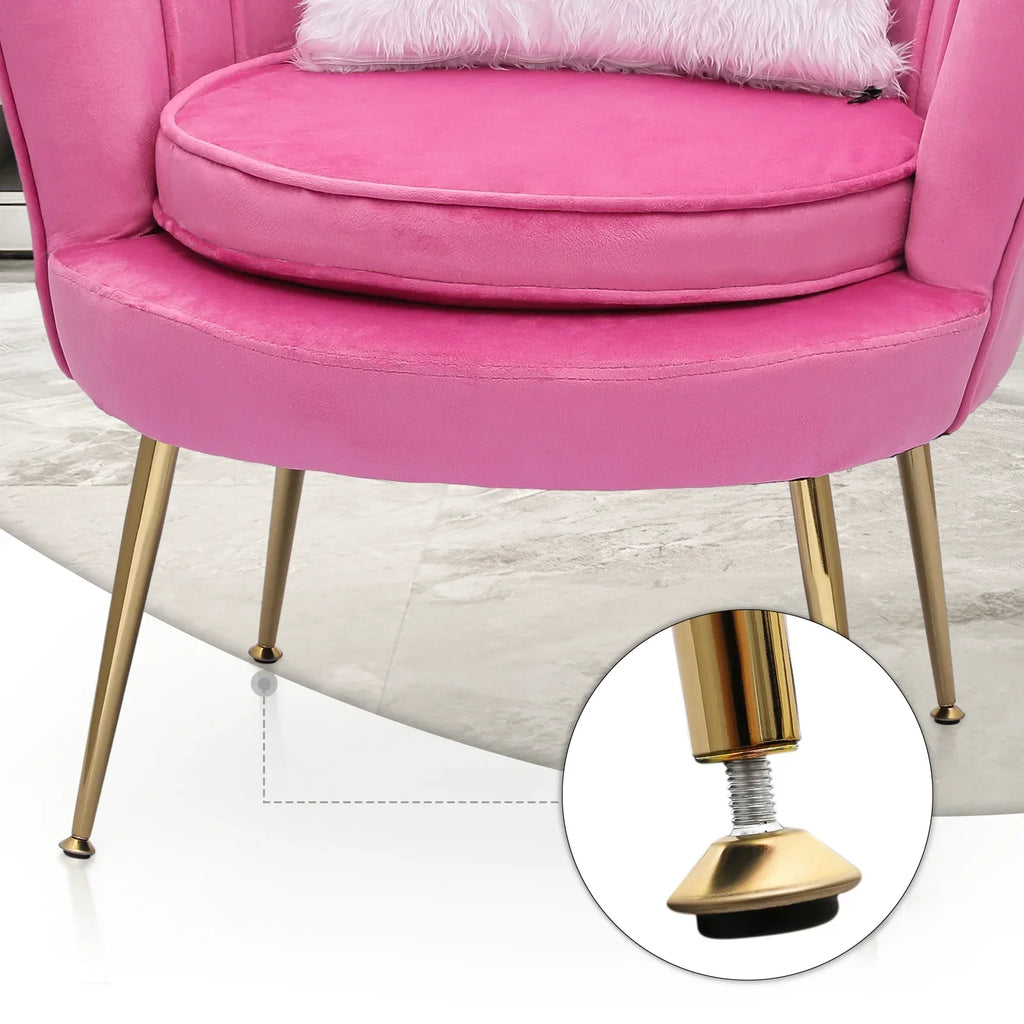 Nouveauté 2026 – Ensemble de 2 fauteuils d'appoint MoNiBloom , capitonnés en velours, avec coussin et repose-pieds. Fauteuil moderne rembourré, assise capitonnée et pieds en métal doré, idéal pour le salon. Couleur : noir