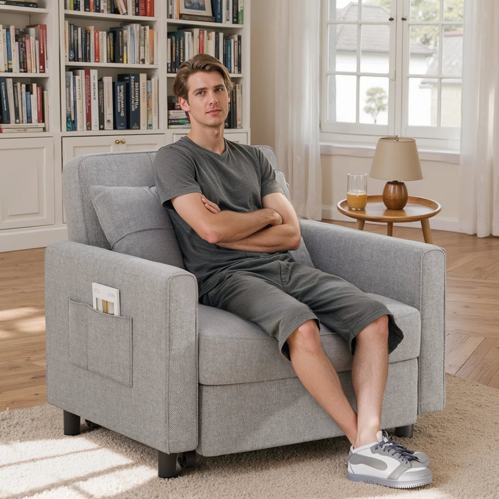 Nouveauté 2026 – Canapé-lit convertible 3 en 1 Aiho pour salon, gris foncé