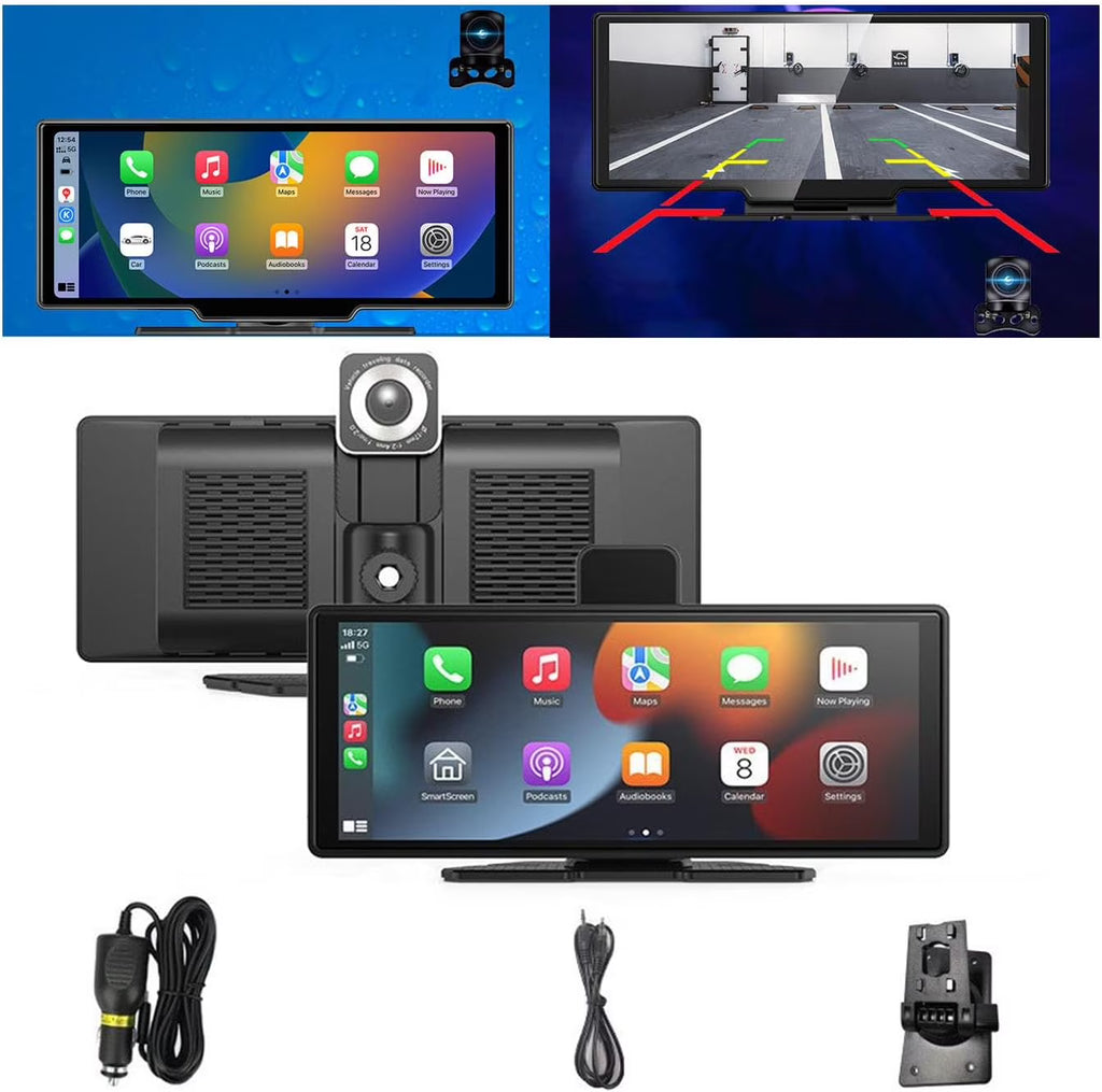 Nouveauté 2026 – Tablette de voiture Cartablet Pro Max 2025 , tablette de voiture HD 10,26" avec caméra embarquée 4K, caméra de recul 1080p, navigation GPS/commande vocale (enregistreur + caméra de recul + projection d'écran (128 Go