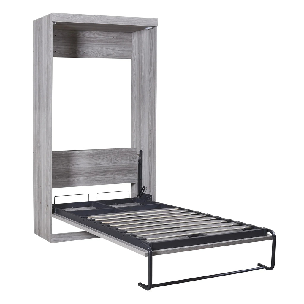 Nouveauté 2026 – Lit escamotable Euroco en pin gris, format simple, transformable en armoire