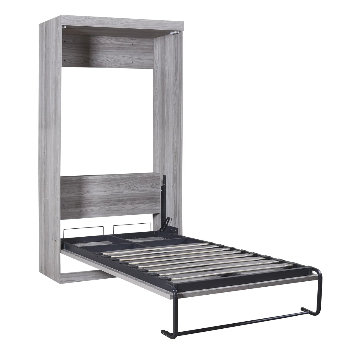 Nouveauté 2026 – Lit escamotable Euroco en pin gris, format simple, transformable en armoire