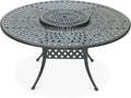 Nouveauté 2026 – Table de salle à manger d'extérieur VIVIJASON , 155 cm (61 po), pour 6 à 8 personnes, grande table ronde avec plateau tournant de 61 cm (24 po), en aluminium moulé bronze foncé au style rustique, avec trou pour parasol, idéale pour b