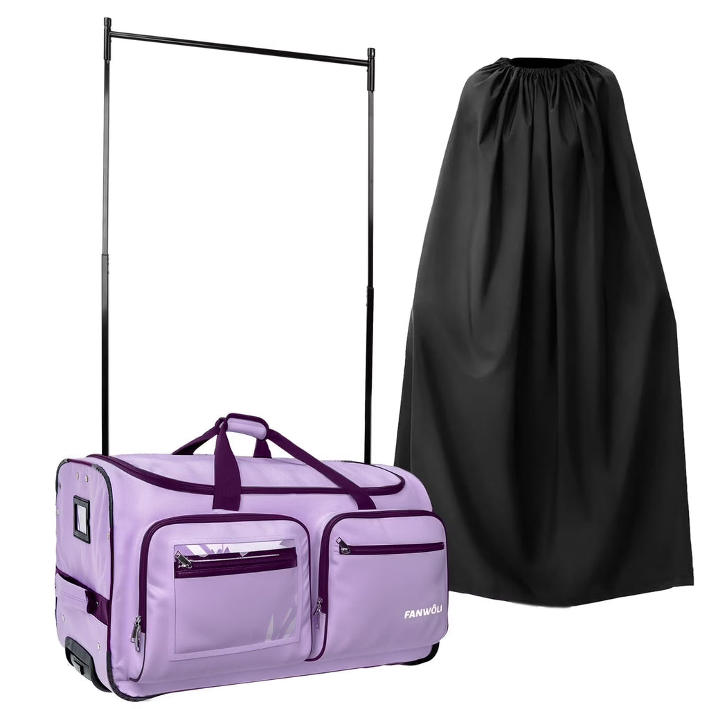 Nouveauté 2026 – Sac de danse Fegat avec portant - Sac de danse pliable à roulettes de 71 cm (28 pouces) pour compétitions, danse, spectacles, streamers et athlètes. Valise légère à roulettes