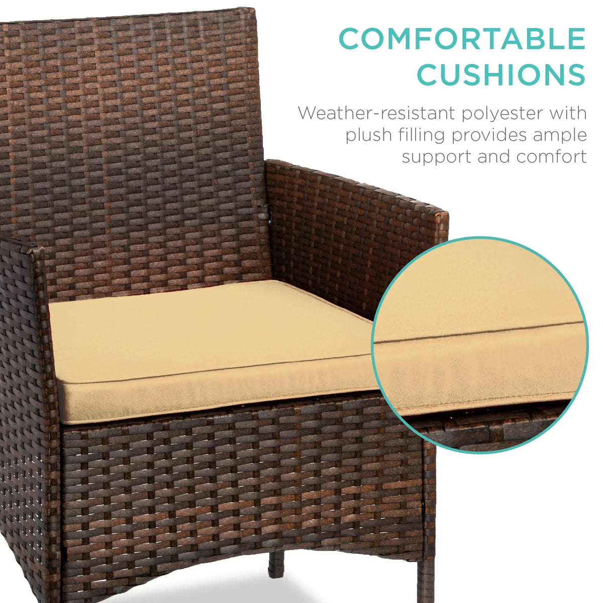 Nouveauté 2026 – Ensemble bistro de jardin 3 pièces en résine tressée Best Choice Products , avec 2 chaises et une table - Gris/Bleu marine