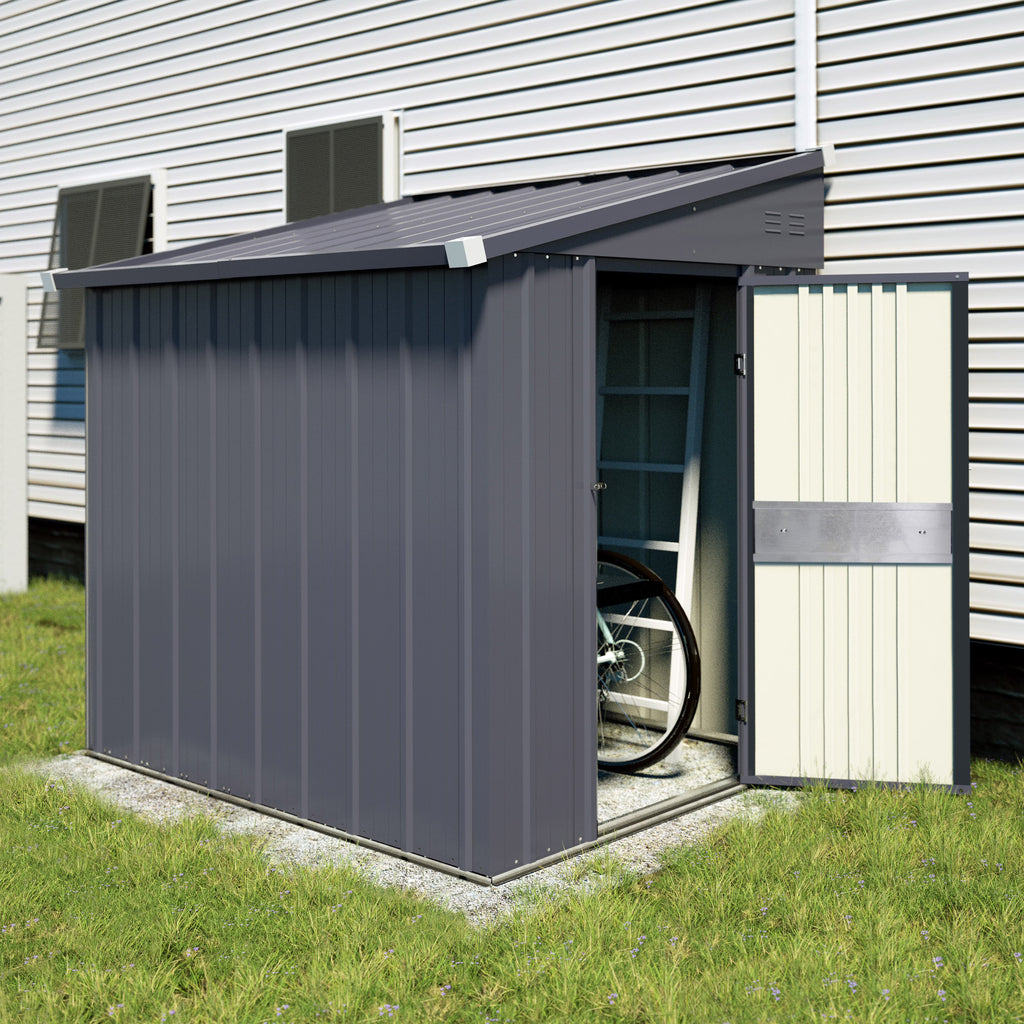 Nouveauté 2026 – Abri de jardin VEIKOUS , 2,44 m x 1,22 m, avec porte coulissante verrouillable et aérations, pour jardin, terrasse et pelouse, gris