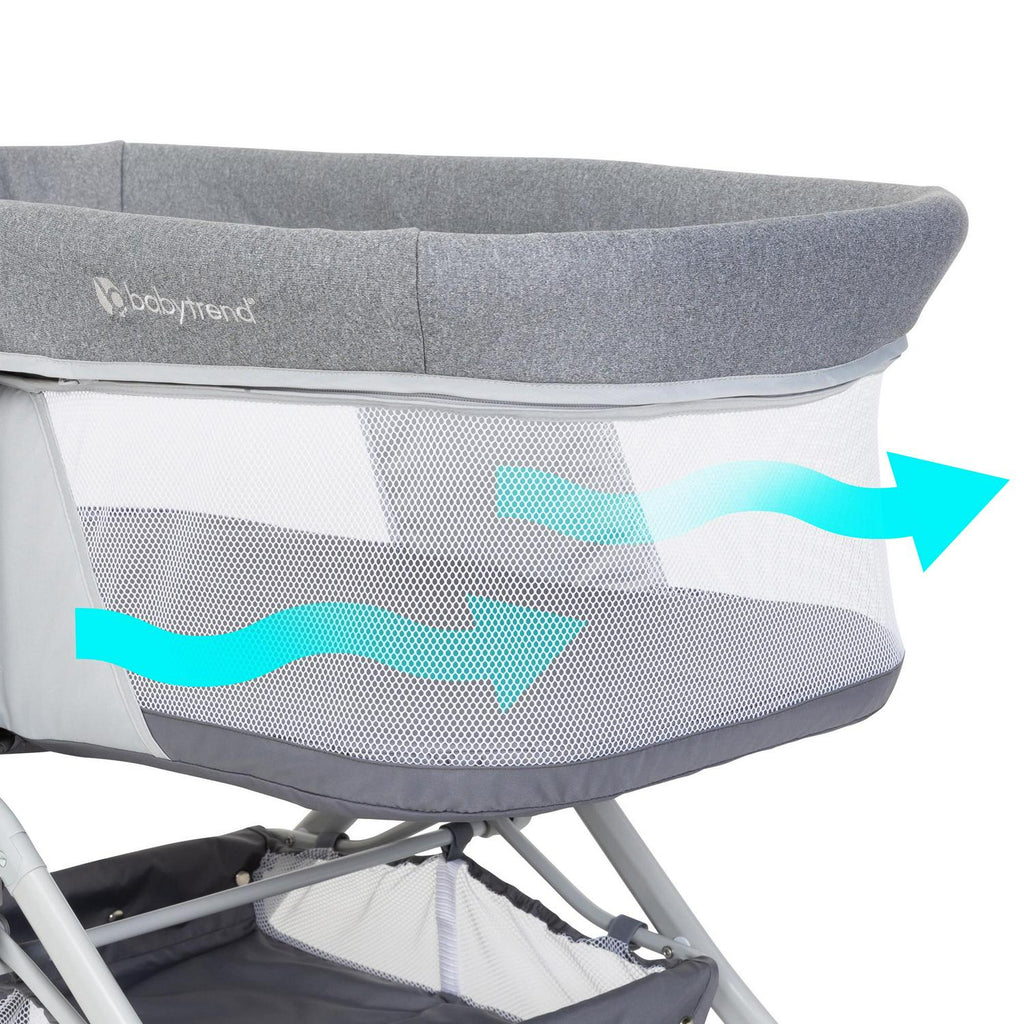 Nouveauté 2026 – Berceau à bascule 2-en-1 Baby Trend Quick Fold avec sac de voyage - Gris pierre ombré