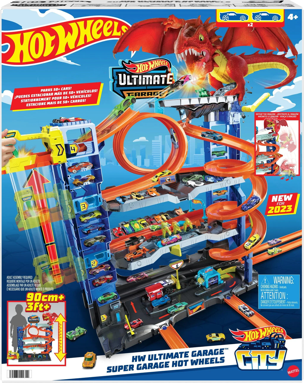 Nouveauté 2026 – Coffret de jeu Hot Wheels City Ultimate Garage avec 2 voitures miniatures, rangement pour plus de 50 voitures