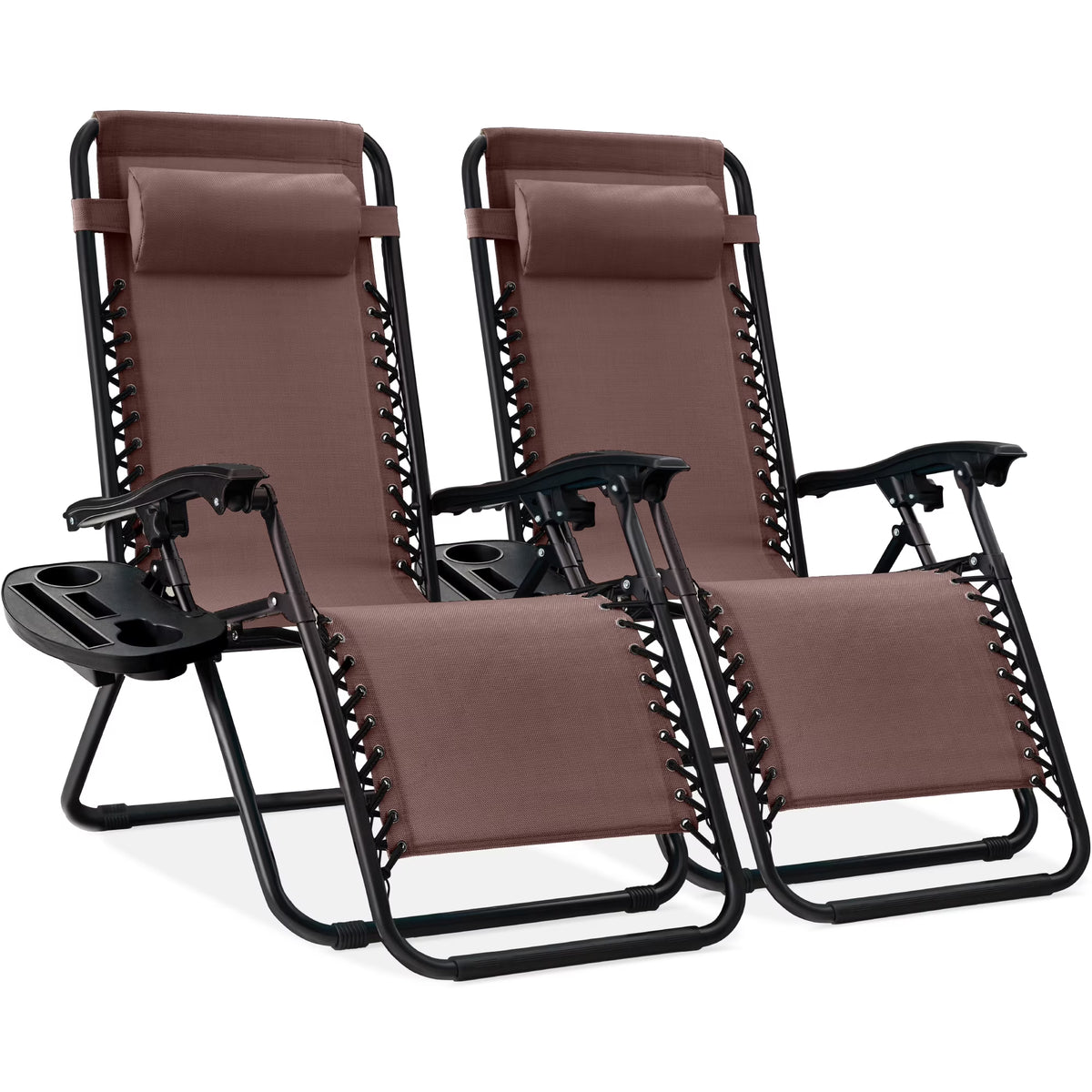 Nouveauté 2026 – Ensemble de 2 fauteuils inclinables zéro gravité Best Choice Products pour terrasse et piscine avec porte-gobelet - Gris