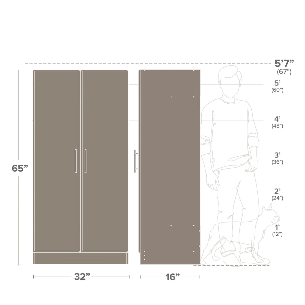 Nouveauté 2026 – Armoire à étagères réglables Prepac - Table de garage haute et fonctionnelle, 40,6 cm (P) x 81,3 cm (L) x 164,6 cm (H), armoire de garage autoportante à 2 portes, couleur expresso - EES-3264