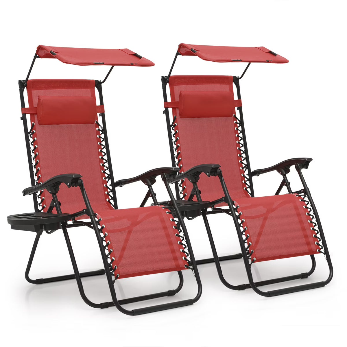 Nouveauté 2026 – Ensemble de 2 chaises MoNiBloom Zero Gravity , fauteuils de plage/terrasse pliables avec auvent et appui-tête, noirs