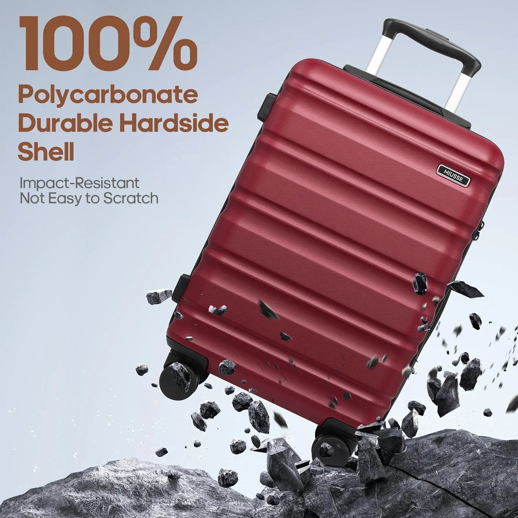 Nouveauté 2026 – Ensemble de bagages MIUSSE , 3 pièces : valise cabine 20 pouces à roulettes, coque rigide 100 % PC avec serrure TSA, conforme aux normes des compagnies aériennes, avec sac à dos de voyage pour hommes et femmes
