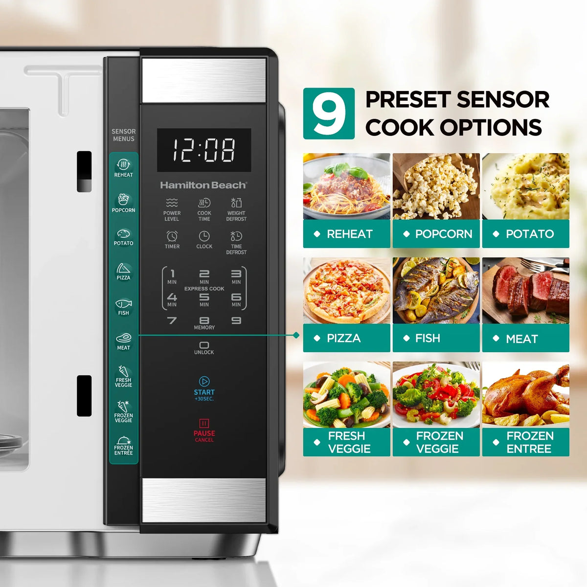 Nouveauté 2026 – Four à micro-ondes de comptoir Hamilton Beach , 1,1 pi³, noir et acier inoxydable