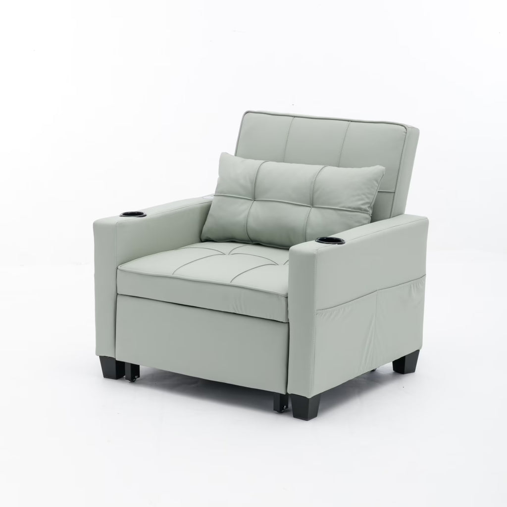 Nouveauté 2026 – Canapé-lit futon convertible , fauteuil-lit multifonctionnel 3 en 1 avec ports USB, dossier inclinable réglable, idéal pour les petits espaces (salon, chambre), revêtement en tissu technique, gris foncé