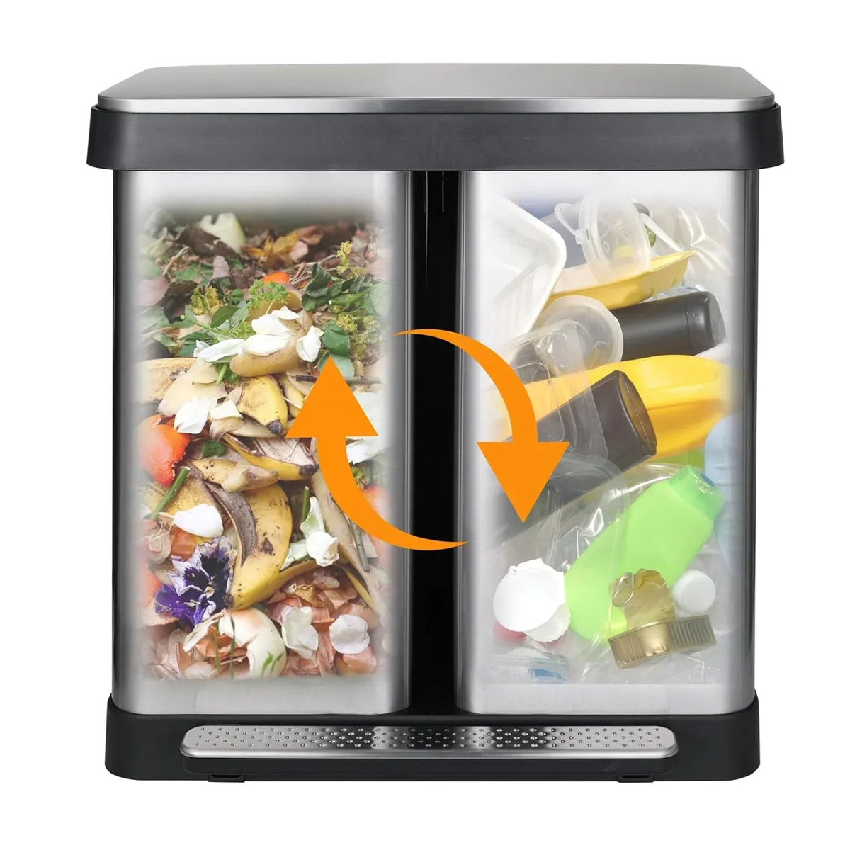 Nouveauté 2026 – Poubelle double Arlopu de 60 litres (16 gallons), en acier inoxydable, avec couvercle à fermeture amortie, pour la maison ou le bureau
