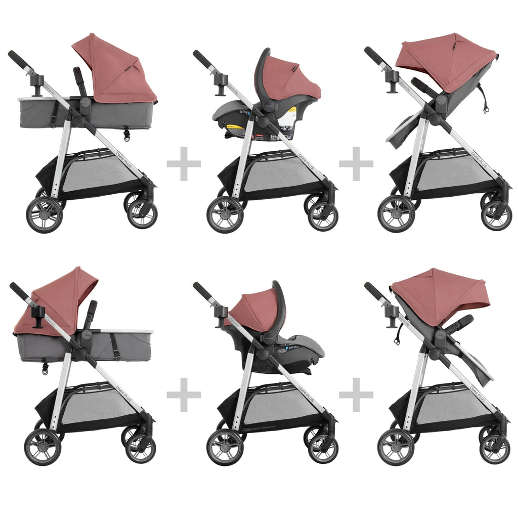 Nouveauté 2026 – Système de voyage modulaire Evenflo Omni Plus avec siège auto pour bébé LiteMax Sport, gris Mylar, unisexe