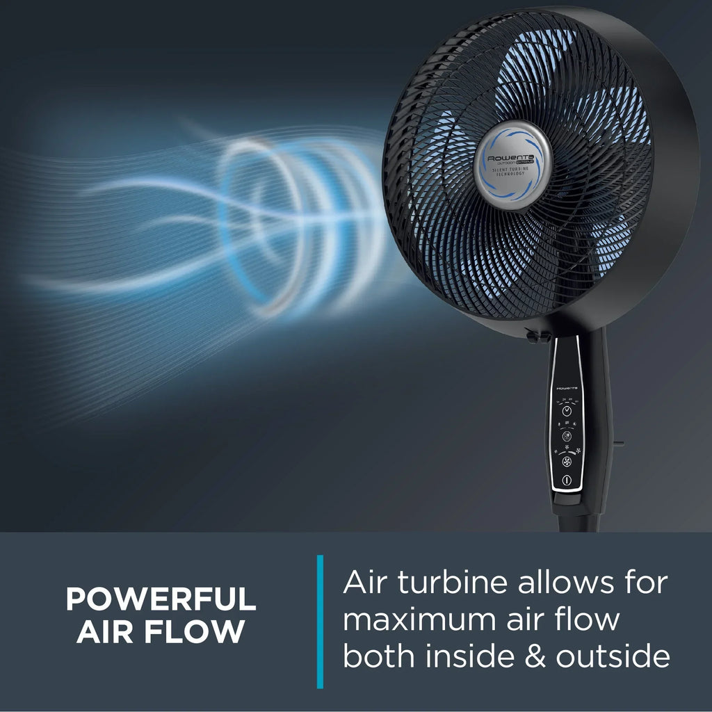 Nouveauté 2026 – Ventilateur sur pied Rowenta Turbo Silence avec télécommande, 53 pouces, portable, 5 vitesses, VU5670