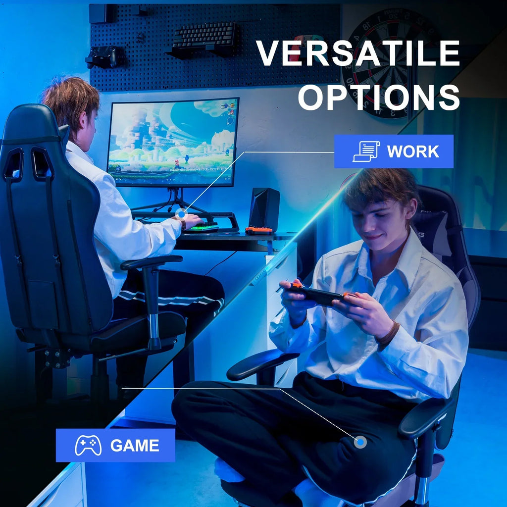 Nouveauté 2026 – Chaise de jeu GTRACING , chaise de bureau ergonomique avec soutien lombaire, revêtement en cuir PU, repose-pieds et appui-tête réglable, rouge