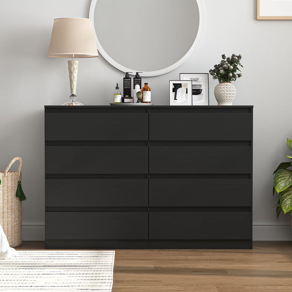 Nouveauté 2026 – Commode Resenkos moderne style milieu du siècle, 6 tiroirs, large, pour chambre à coucher, grise