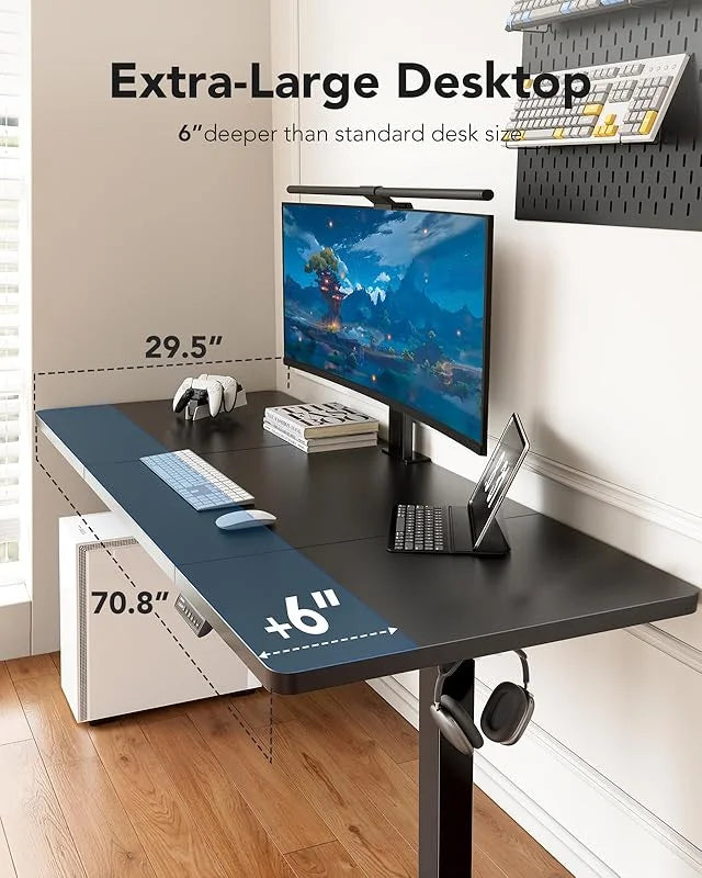 Nouveauté 2026 – Bureau assis-debout électrique UANUO , 122 x 61 cm, hauteur réglable, crochets pour casque et système de gestion des câbles, idéal pour le télétravail ou le bureau à domicile, marron vintage