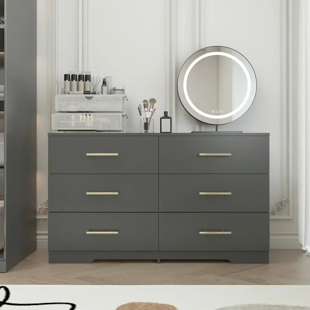 Nouveauté 2026 – Commode moderne Kadyn à 6 tiroirs, meuble en bois, commode pour chambre, meuble de rangement de cuisine avec tiroirs, commode (noire