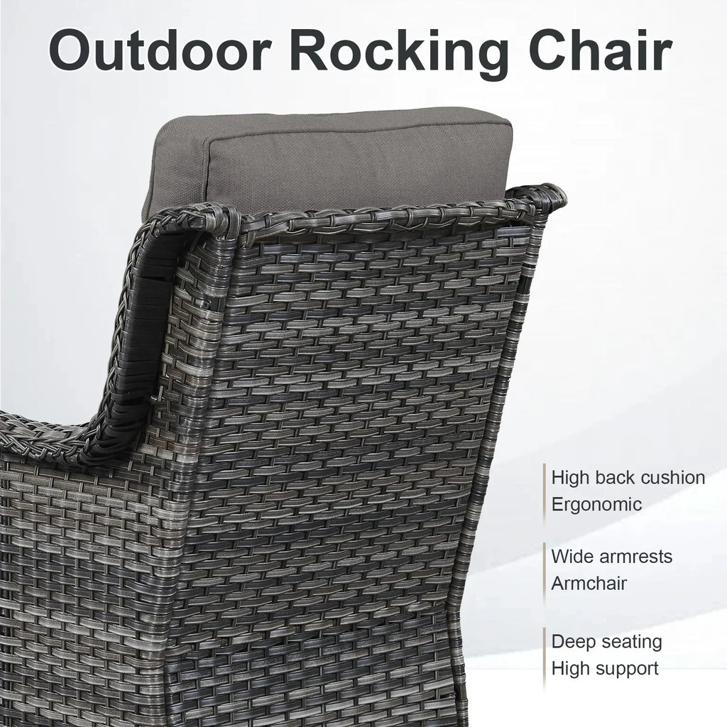 Nouveauté 2026 – POCASSY Fauteuils pivotants de patio, fauteuils à bascule pivotants d'extérieur en osier avec dossier haut et coussins épais pour véranda ou terrasse - Lot de 2, beige