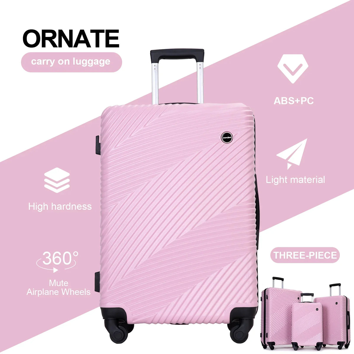 Nouveauté 2026 – Ensemble de 3 valises Tripcomp , valise rigide légère à roulettes multidirectionnelles 20 po, 24 po, 28 po (bleu