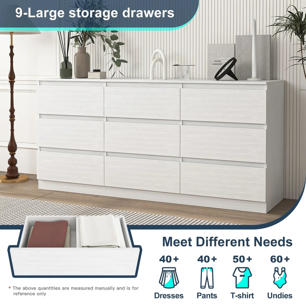 Nouveauté 2026 – Commode Resenkos moderne style milieu du siècle, 6 tiroirs, large, pour chambre à coucher, grise
