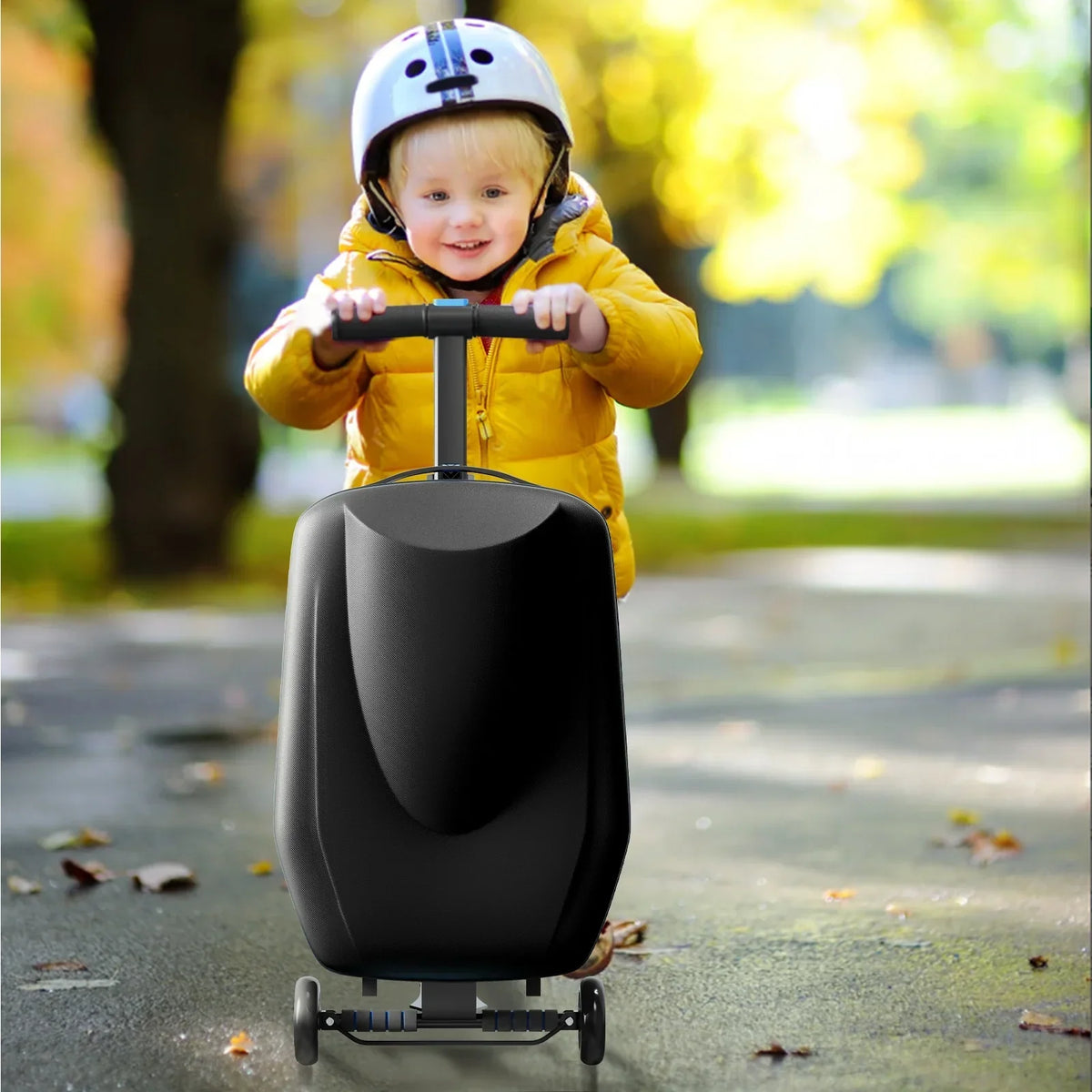 Nouveauté 2026 – Muhub - Valise-trottinette 2 en 1 pour enfants et adultes, pliable et à roulettes, bleu clair
