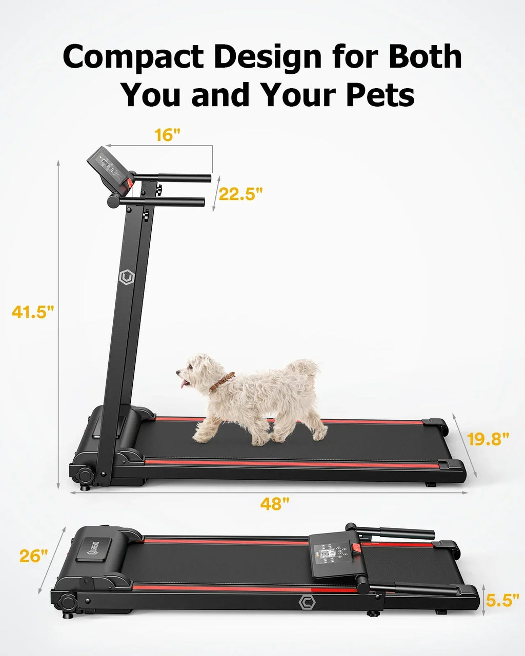 Nouveauté 2026 – Tapis de course pliable UREVO , mini-tapis de course portable de 2,25 CV pour la maison et le bureau, tapis de course compact avec 12 modes HIIT, écran LCD, capacité de 120 kg