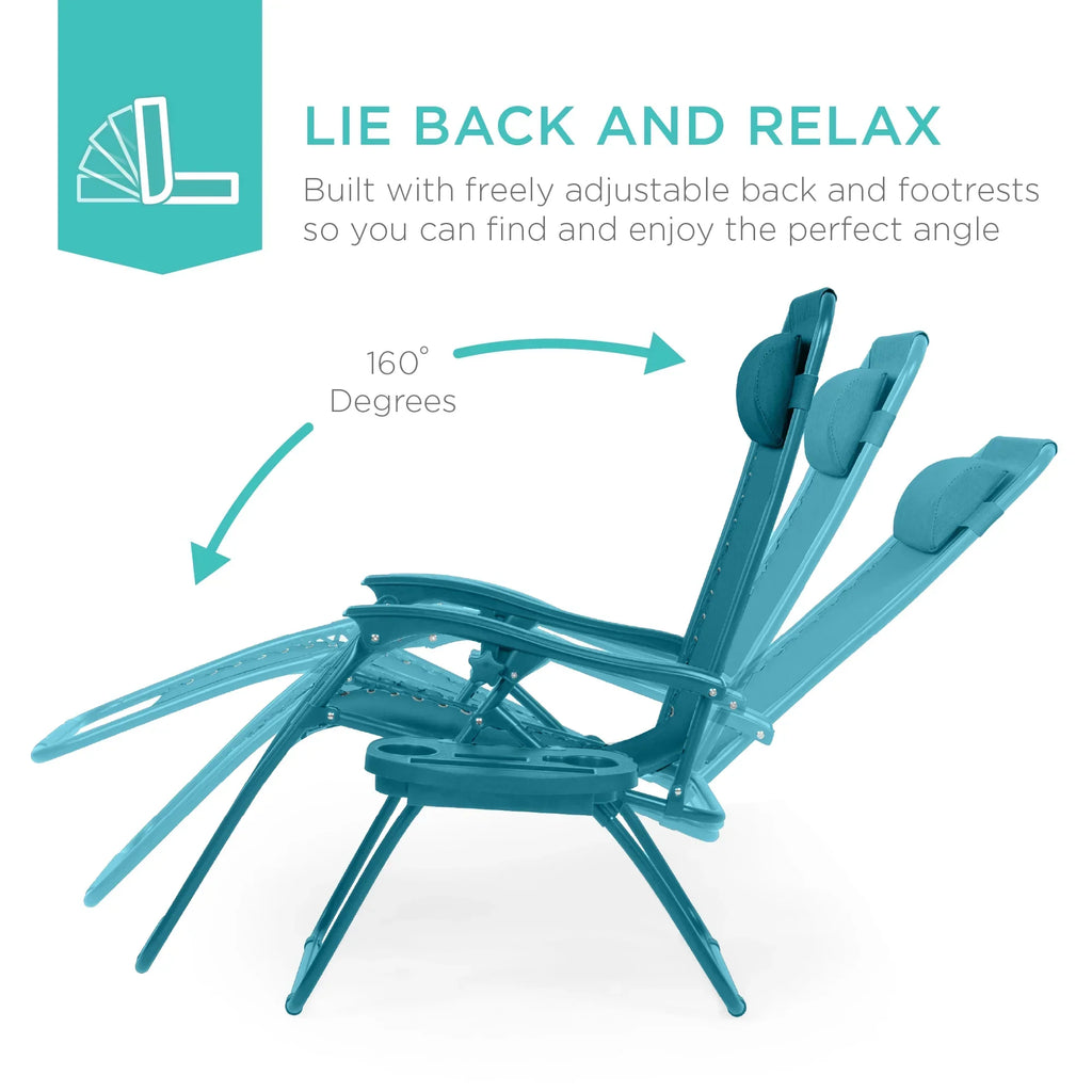 Nouveauté 2026 – Ensemble de 2 fauteuils inclinables zéro gravité Best Choice Products pour terrasse et piscine avec porte-gobelet - Gris