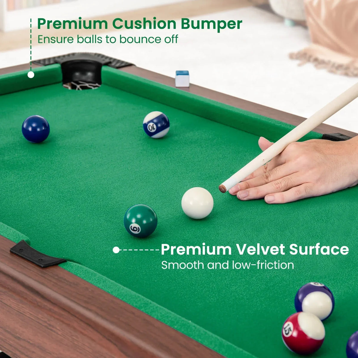 Nouveauté 2026 – Table de billard Costway 48" (122 cm) pour enfants et adultes avec jeu complet de boules, 2 queues de billard et 2 craies vertes