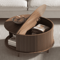 Nouveauté 2026 – Table basse ronde JOINICE avec rangement et porte coulissante, table centrale en bois de style moderne du milieu du siècle, pour salon, noyer