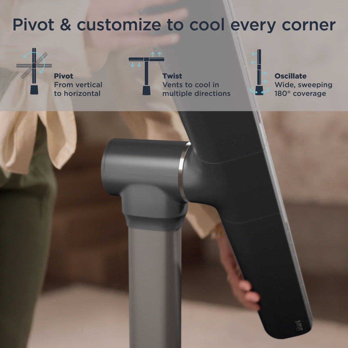 Nouveauté 2026 – Ventilateur Shark TurboBlade XL « Tour sans pales ultra-personnalisable, pivotante, rotative, oscillante à 180° », TF200, anthracite