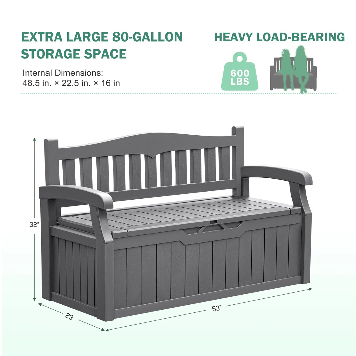Nouveauté 2026 – Banc de rangement Homall de 80 gallons en plastique, fabriqué en résine durable et résistante aux intempéries, avec compartiment de rangement organisé de type Deckbox, pour patios et pelouses extérieures, noir