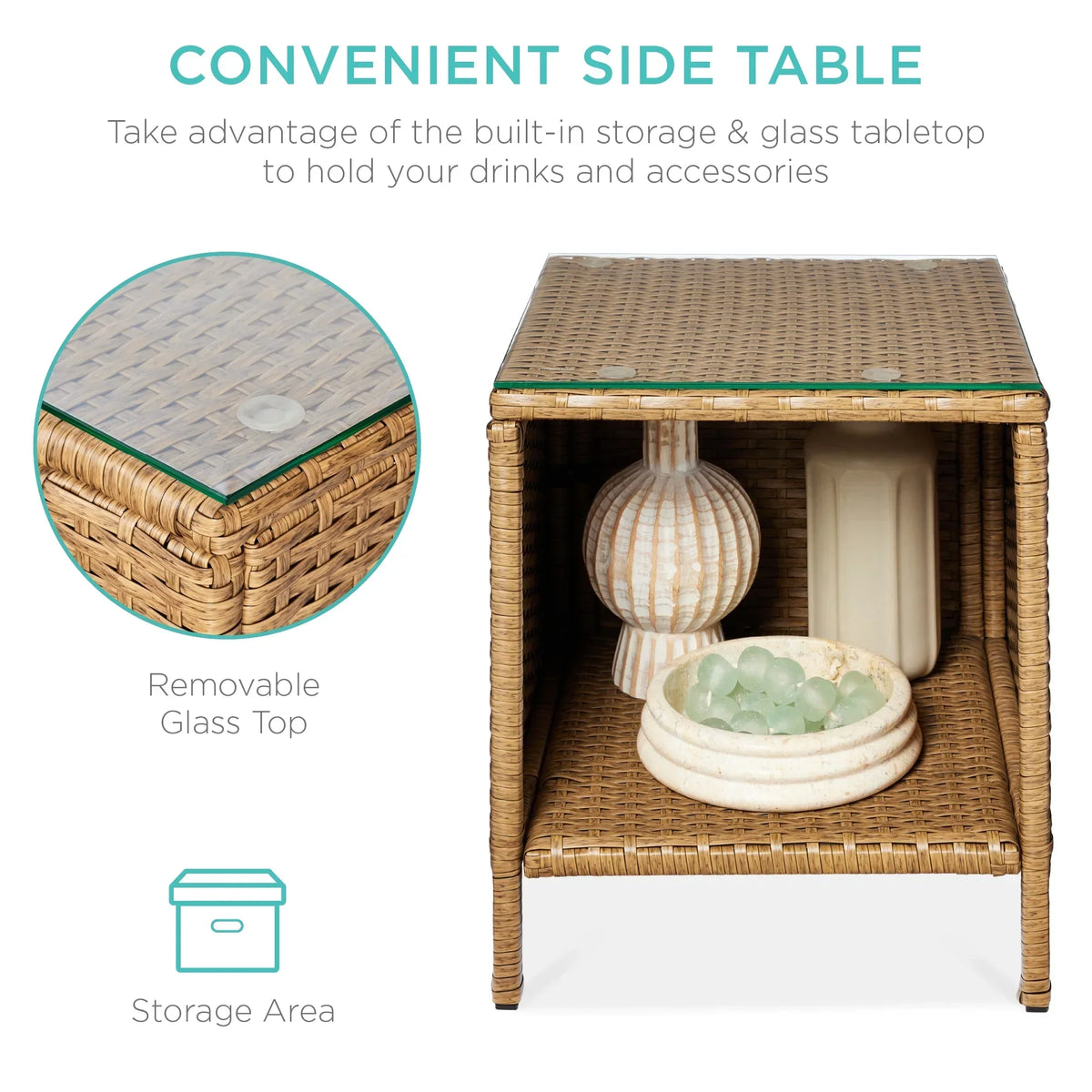 Nouveauté 2026 – Ensemble bistro de jardin 3 pièces en résine tressée Best Choice Products , avec 2 chaises et une table - Gris/Bleu marine