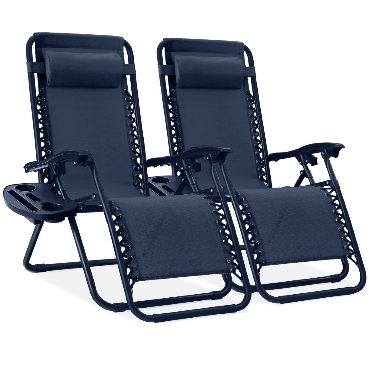 Nouveauté 2026 – Ensemble de 2 fauteuils inclinables zéro gravité Best Choice Products pour terrasse et piscine avec porte-gobelet - Gris