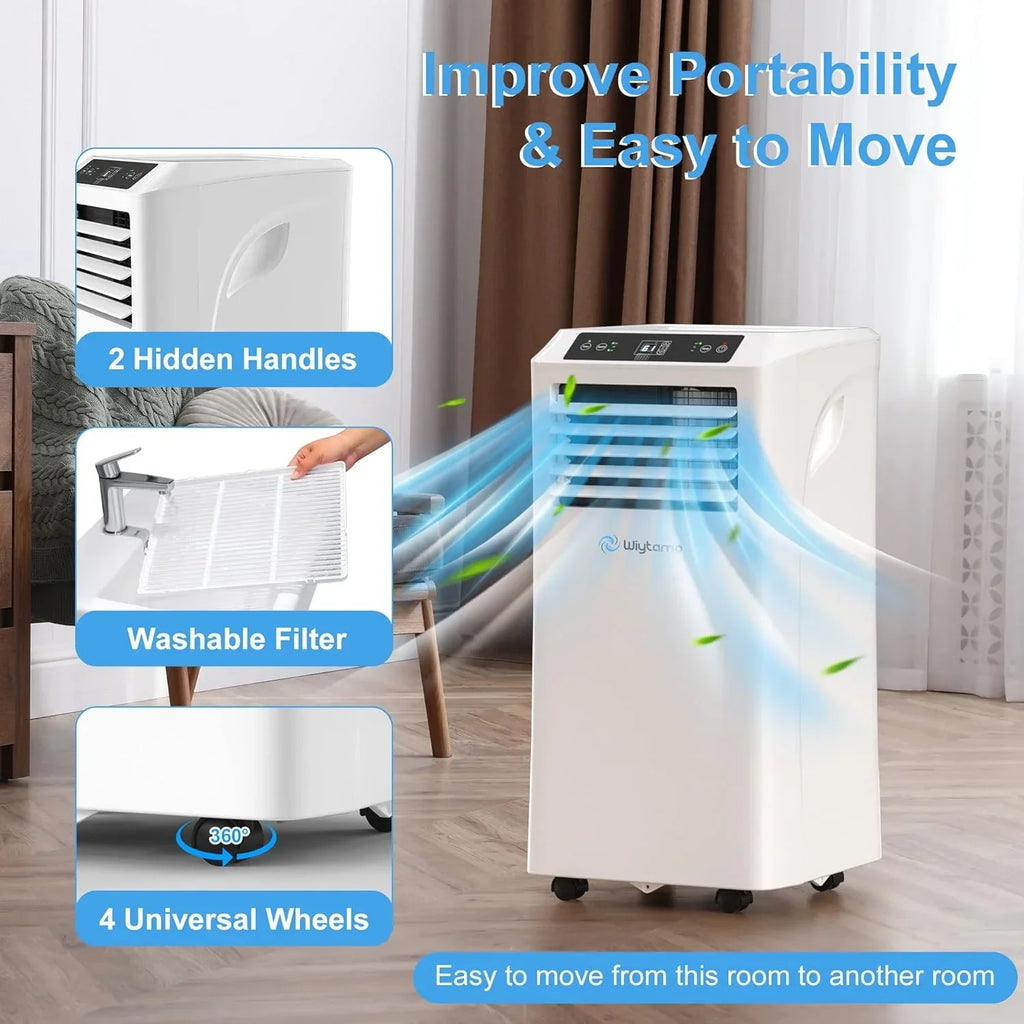 Nouveauté 2026 – Climatiseur portable 3 en 1 (10 000 BTU) avec télécommande Wi-Fi intelligente, déshumidificateur et ventilateur