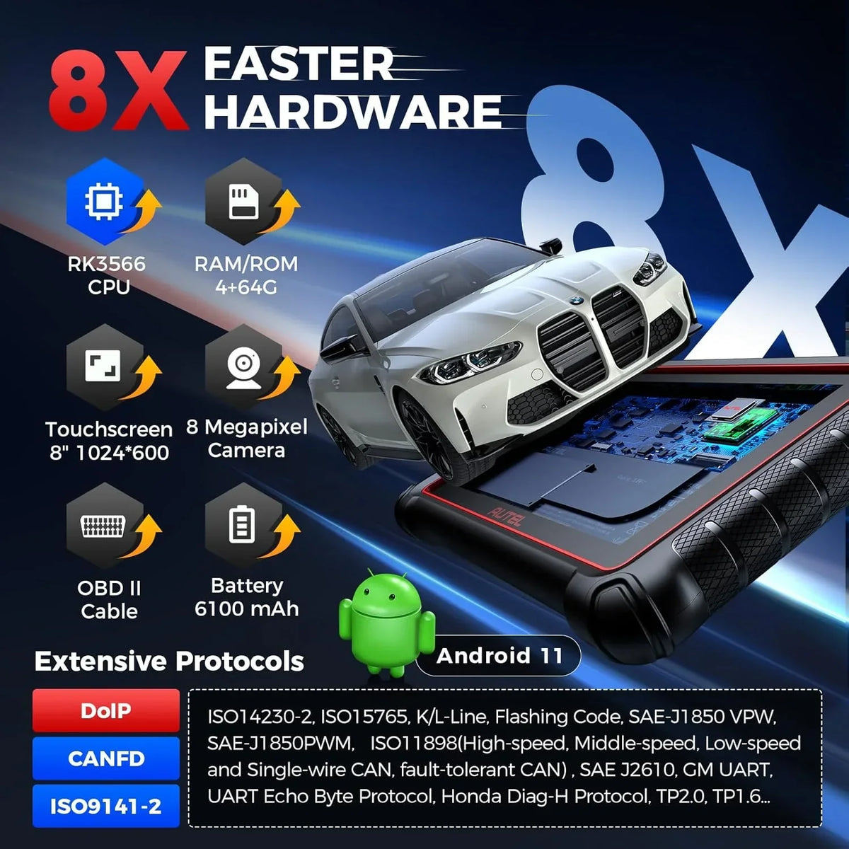 Nouveauté 2026 – Scanner Autel MaxiCOM MK900 : outil de diagnostic automobile OBD2, diagnostic de tous les systèmes, plus de 40 services, tests actifs, authentification FCA et SGW, version améliorée de MaxiCheck MX808S et MX900