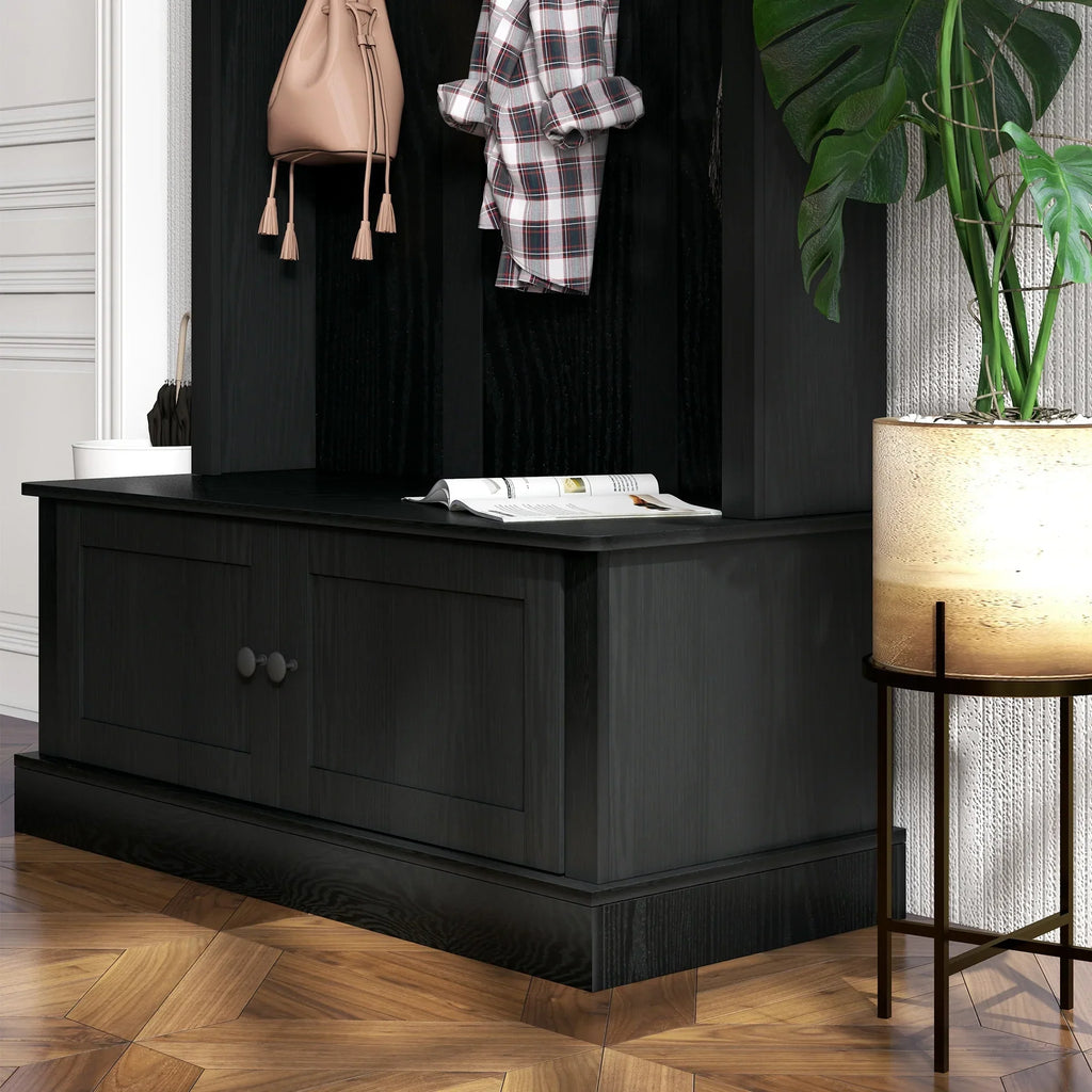 Nouveauté 2026 – Meuble d'entrée HOMCOM , banc d'entrée avec porte-manteau et meuble à chaussures, noir