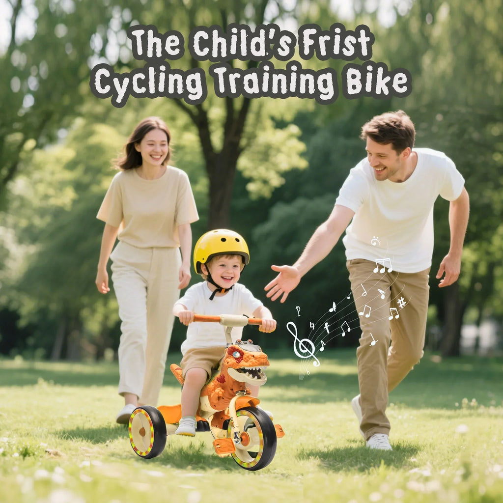 Nouveauté 2026 – Tricycle dinosaure Xuanlur pour enfants , avec larges roues lumineuses, pédales antidérapantes, panier arrière, musique et lumières LED, jouet idéal pour les enfants de 3 à 6 ans (vert
