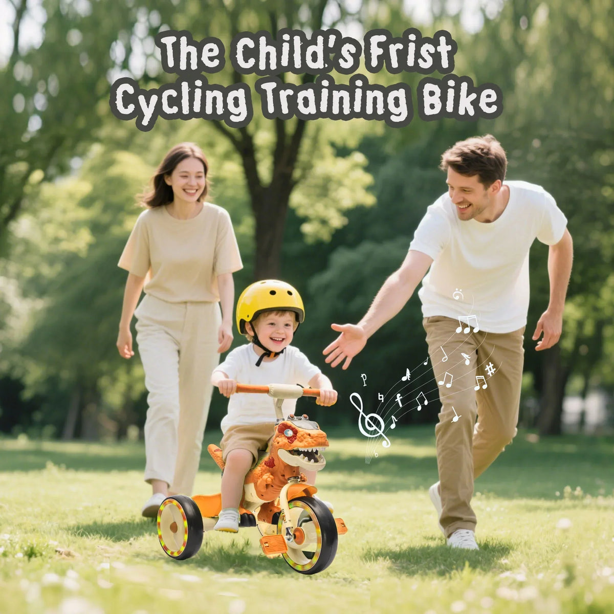 Nouveauté 2026 – Tricycle dinosaure Xuanlur pour enfants , avec larges roues lumineuses, pédales antidérapantes, panier arrière, musique et lumières LED, jouet idéal pour les enfants de 3 à 6 ans (vert