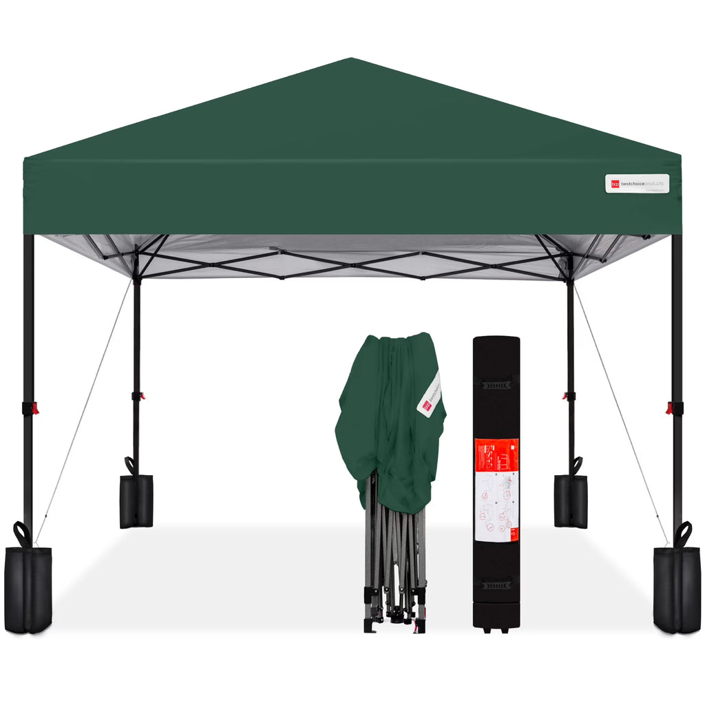 Nouveauté 2026 – Best Choice Products 3,66 m x 3,66 m - Abri pliant facile à monter avec installation en un clic, sac à roulettes et 4 sacs de lestage - Bleu marine