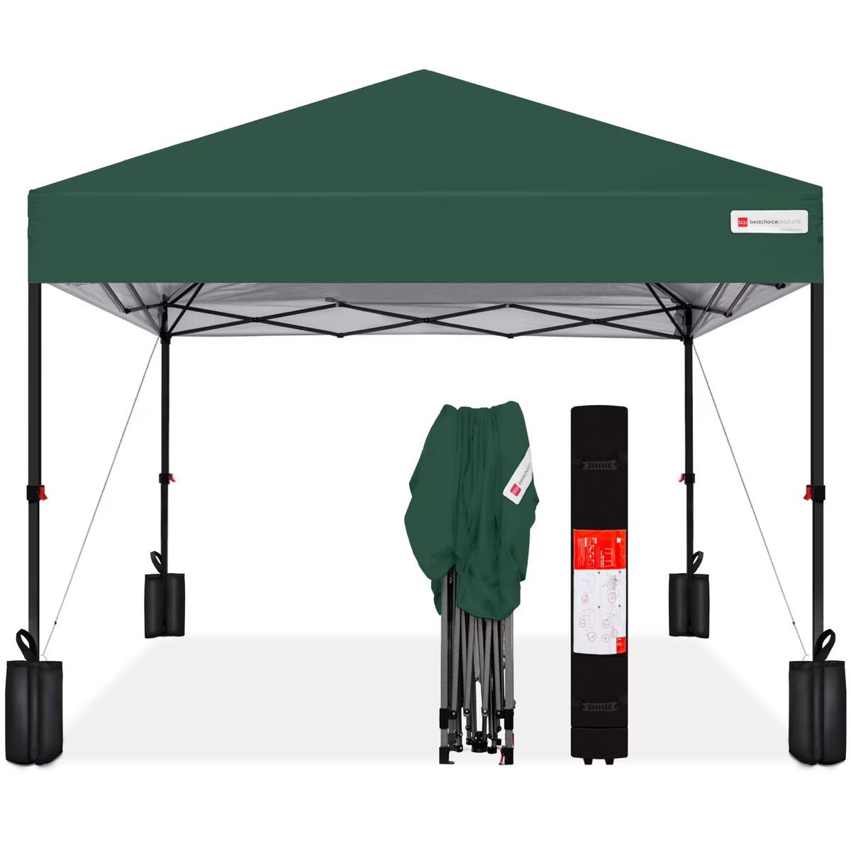 Nouveauté 2026 – Best Choice Products 3,66 m x 3,66 m - Abri pliant facile à monter avec installation en un clic, sac à roulettes et 4 sacs de lestage - Bleu marine