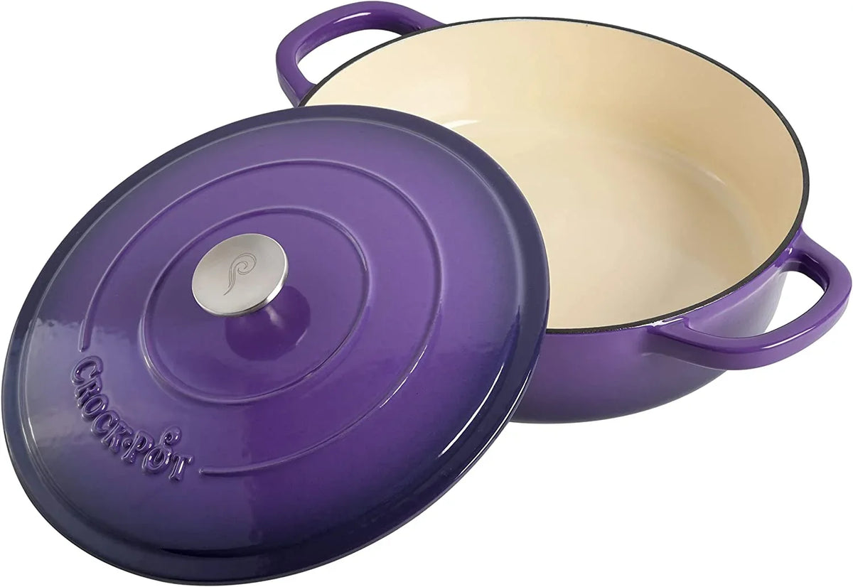 Nouveauté 2026 – Crock-Pot Artisan 2 pièces Cocotte en fonte émaillée de 5 pintes avec couvercle couleur lavande