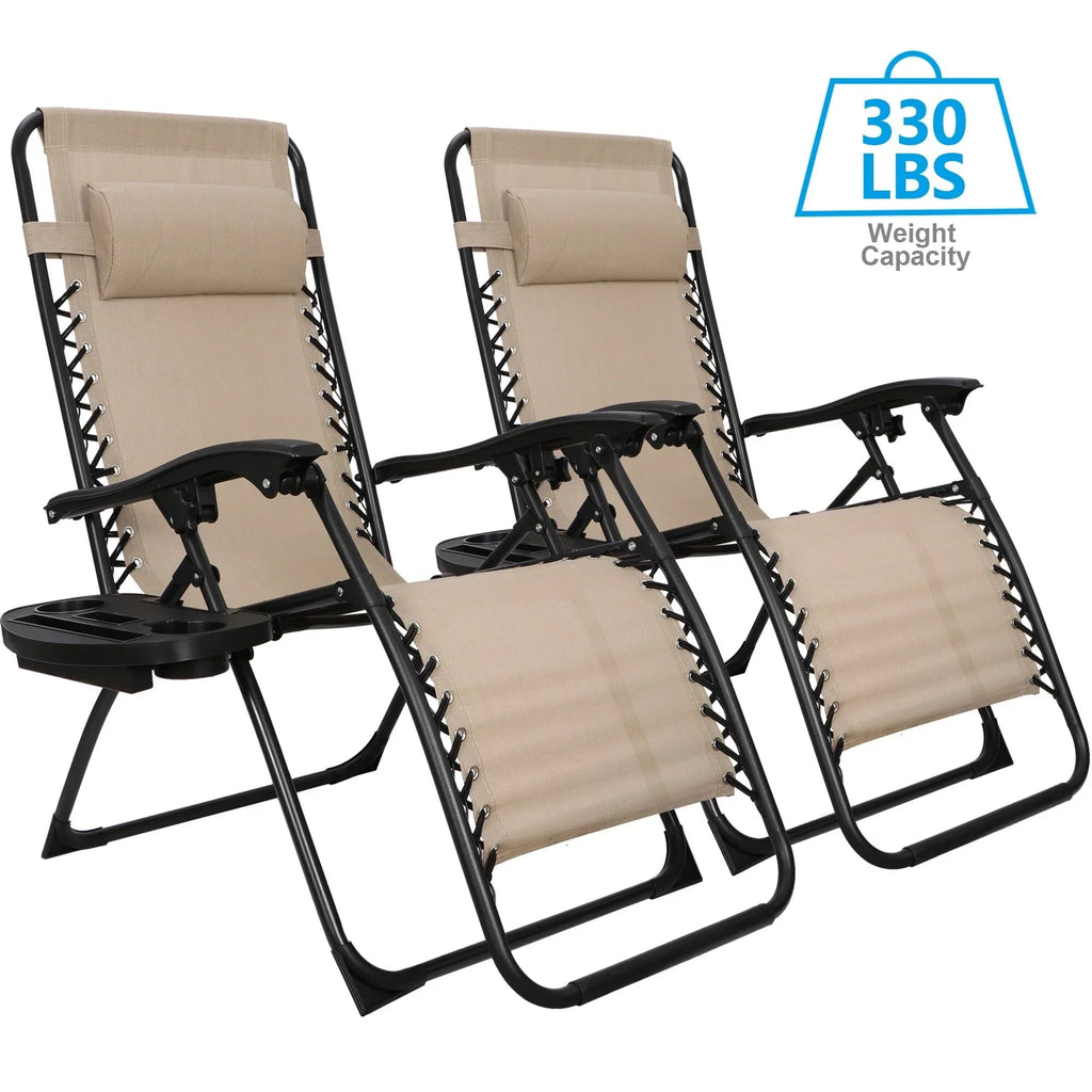 Nouveauté 2026 – HomGarden Lot de 2 chaises zéro gravité en acier - Beige